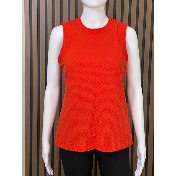 Anthropologie Maeve Women's M Orange Tank Polyester Top Textured Stretch Summer - Picture 1 of 10